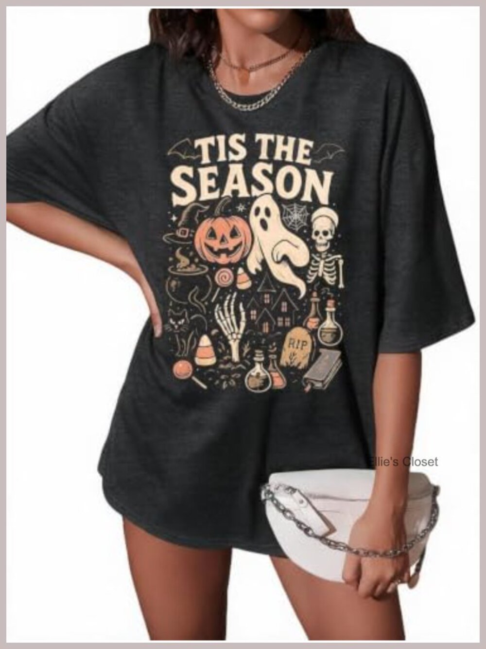 Oversized Halloween Ghost Graphic T-Shirt for Women Spooky Season Tee